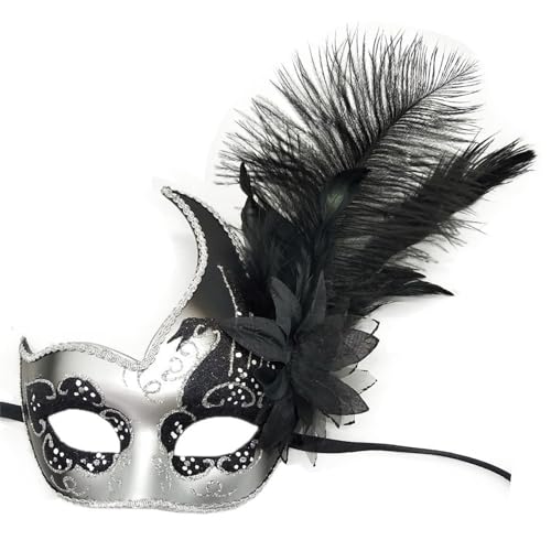 Zxfdsfdbnm Masquerade Maske Halloween Eyemask Carnivals Kostüm Halbmaske Feder Masquerade Maske Für Halloween Hochzeitskarnivalen von Zxfdsfdbnm