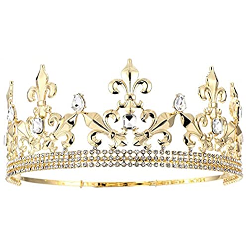 Zyeatary Goldene KöNigskrone für MäNner, Verstellbar, Kaiserliche, Mittelalterliche Geburtstagskrone, AbschlussballköNige von Zyeatary