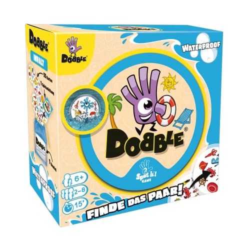 Zygomatic | Dobble Waterproof | Eco-Sleeves | Familienspiel | Kartenspiel | 2-8 Spieler | Ab 6+ Jahren | 15 Minuten | Deutsch von Asmodee