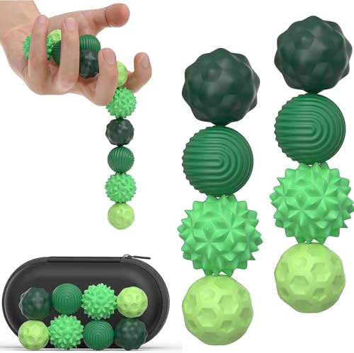 Zyiphor Magnetische Fidget Toys, 8 Stück Magnetkugeln Stressball Silikon Sensorik Spielzeug, Magnetische Fidget-BäLle Aus Silikon, Sensory Toy für Angst Stressabbau, Haptische Dekompression (Green) von Zyiphor