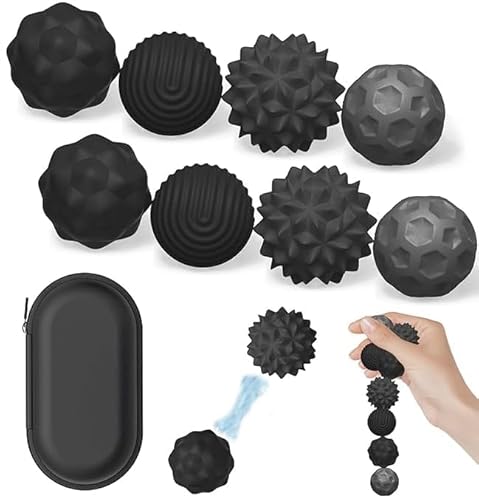 Zyluniy 8 Stück Magnetische Fidget Toy, Anti Stress Bälle für Kinder & Erwachsene, Magnetische Sensorik Bälle als Sensory Toys, Stress Bälle Mit Silikonhülle, Perfekt gegen Stress & Unruhe (Schwarz) von Zyluniy