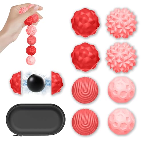Zyluniy 8 Stück Magnetische Fidget Toy, Anti Stress Bälle für Kinder & Erwachsene, Magnetische Sensorik Bälle als Sensory Toys, Stress Bälle Mit Silikonhülle, Perfekt gegen Stress & Unruhe (Rosa) von Zyluniy