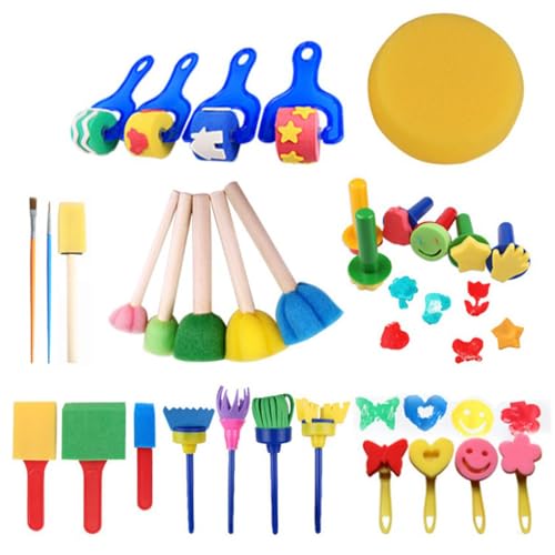 Zymoplas 30 Stücke Kinder Malen Schwamm Pinsel Zeichnung Bildung Roller Lernen Kunst Spielzeug Kindergarten Kreativität Spielzeug Geschenke von Zymoplas