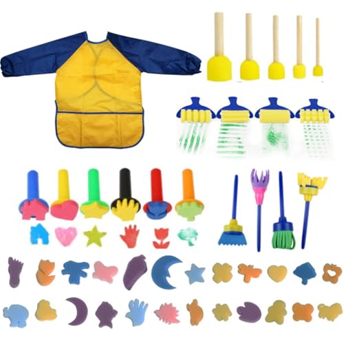Zymoplas 44 Stück/Kit Zeichenpinsel, tragbar, waschbar, Holzgriff, Kleinkinder, Handmalerei, Spielzeug, Spielzeug, Geburtstagsgeschenk , Gelb von Zymoplas