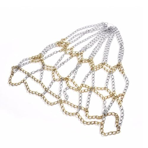 Zymoplas Allwetter Basketballnetz aus Metall für den Innen und Außenbereich, Standard Basketballnetz aus verzinktem Stahl mit Kette, klassisch, Eisen von Zymoplas
