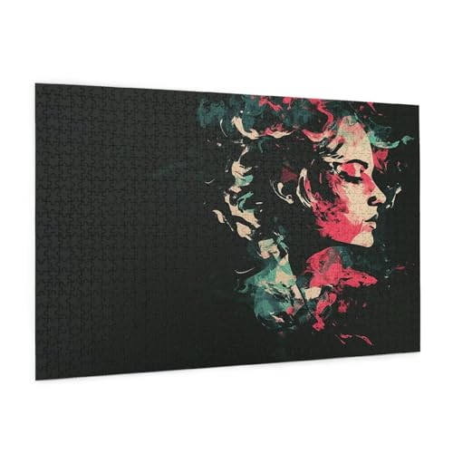 Abstrakt Puzzle 1000 Teile Erwachsene Puzzle Frau Muster Design mit Geschenkbox-Verpackung als Geschenk für Frauen, Anspruchsvolle Familienaktivität für Anfänger, Zimmer Deko 75 x 50 cm -58y von Zyupwjyy