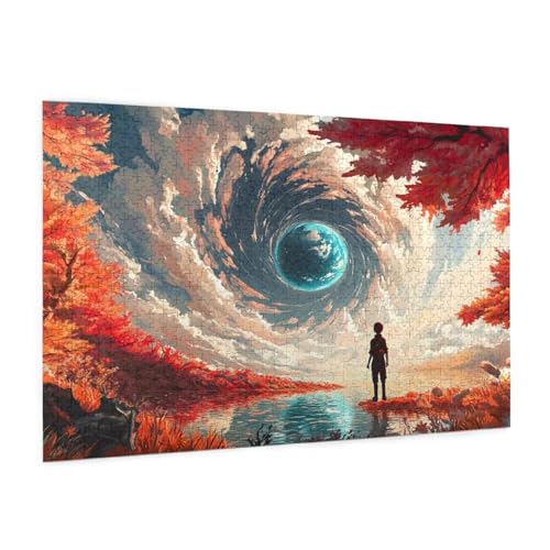 Abstrakt Puzzle 300 Teile Erwachsene Puzzle Landschaft Muster Design mit Geschenkbox-Verpackung als Geschenk für Frauen, Anspruchsvolle Familienaktivität für Anfänger, Zimmer Deko 40 x 28 cm -46y von Zyupwjyy