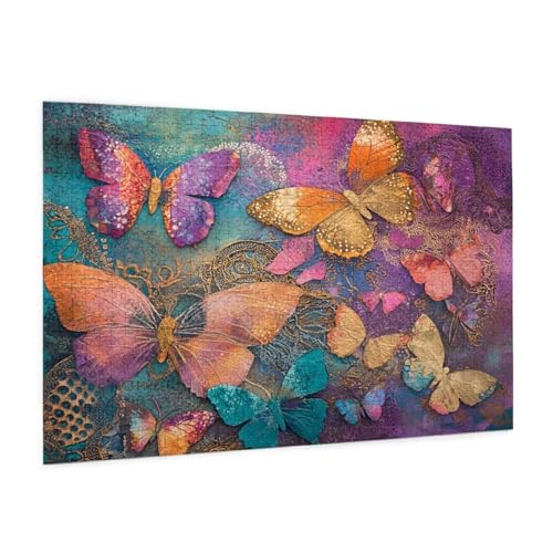 Abstrakt Puzzle 300 Teile Erwachsene Puzzle Schmetterling Muster Design mit Geschenkbox-Verpackung als Geschenk für Frauen, Anspruchsvolle Familienaktivität für Anfänger,Zimmer Deko 40 x 28 cm -1201y von Zyupwjyy