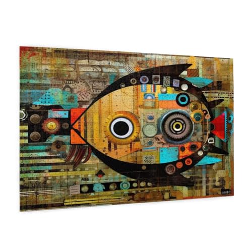 Abstrakt Puzzle 5000 Teile Erwachsene Puzzle Fisch Muster Design mit Geschenkbox-Verpackung als Geschenk für Frauen, Anspruchsvolle Familienaktivität für Anfänger, Zimmer Deko 105 x 156 cm -59y von Zyupwjyy