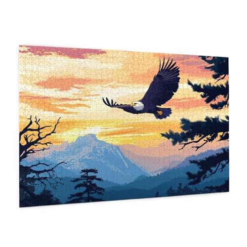 Adler Puzzle 1000 Teile Erwachsene Puzzle Der Himmel Muster Design mit Geschenkbox-Verpackung als Geschenk für Frauen, Anspruchsvolle Familienaktivität für Anfänger, Zimmer Deko 75 x 50 cm -2027y von Zyupwjyy