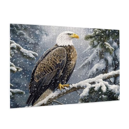 Adler Puzzle 1000 Teile Erwachsene Puzzle Winter Muster Design mit Geschenkbox-Verpackung als Geschenk für Frauen, Anspruchsvolle Familienaktivität für Anfänger, Zimmer Deko 75 x 50 cm -2026y von Zyupwjyy