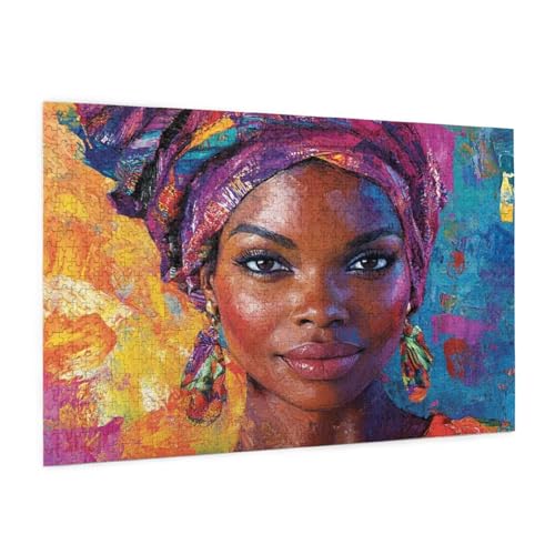 Afrika Puzzle 300 Teile Erwachsene Puzzle Frau Muster Design mit Geschenkbox-Verpackung als Geschenk für Frauen, Anspruchsvolle Familienaktivität für Erwachsene Anfänger,Zimmer Deko 40 x 28 cm -1416y von Zyupwjyy