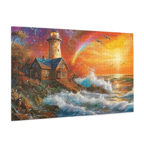 Aussichtsturm Puzzle 2000 Teile Erwachsene Puzzle Meer Muster Design mit Geschenkbox-Verpackung als Geschenk für Frauen, Anspruchsvolle Familienaktivität für Anfänger, Zimmer Deko 99 x 70 cm -1244y von Zyupwjyy