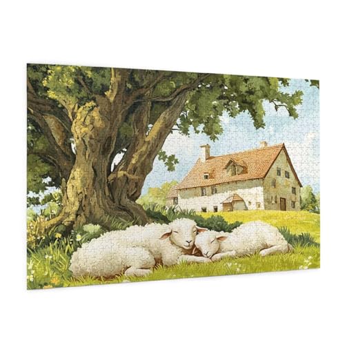 Bauernhof Puzzle 1000 Teile Erwachsene Puzzle Tier Muster Design mit Geschenkbox-Verpackung als Geschenk für Frauen, Anspruchsvolle Familienaktivität für Anfänger, Zimmer Deko 75 x 50 cm -944y von Zyupwjyy