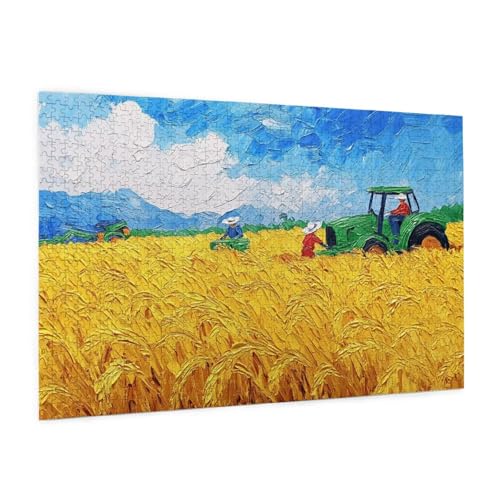 Bauernhof Puzzle 1000 Teile Erwachsene Puzzle Weizenfeld Muster Design mit Geschenkbox-Verpackung als Geschenk für Frauen, Anspruchsvolle Familienaktivität für Anfänger, Zimmer Deko 75 x 50 cm -2186y von Zyupwjyy