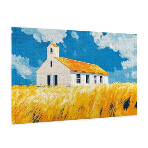 Bauernhof Puzzle 1000 Teile Erwachsene Puzzle Weizenfeld Muster Design mit Geschenkbox-Verpackung als Geschenk für Frauen, Anspruchsvolle Familienaktivität für Anfänger, Zimmer Deko 75 x 50 cm -2188y von Zyupwjyy