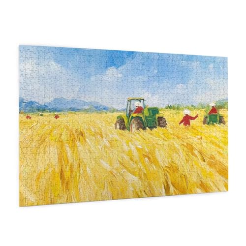 Bauernhof Puzzle 1000 Teile Erwachsene Puzzle Weizenfeld Muster Design mit Geschenkbox-Verpackung als Geschenk für Frauen, Anspruchsvolle Familienaktivität für Anfänger, Zimmer Deko 75 x 50 cm -2185y von Zyupwjyy