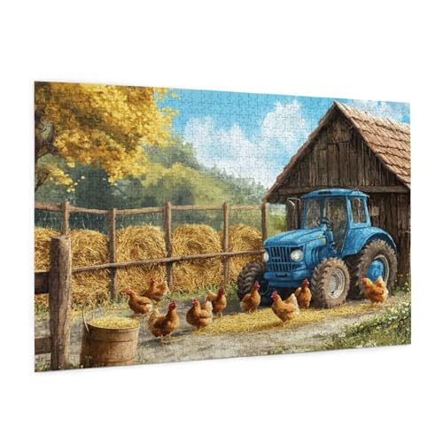 Bauernhof Puzzle 2000 Teile Erwachsene Puzzle Traktor Muster Design mit Geschenkbox-Verpackung als Geschenk für Frauen, Anspruchsvolle Familienaktivität für Anfänger, Zimmer Deko 99 x 70 cm -2189y von Zyupwjyy