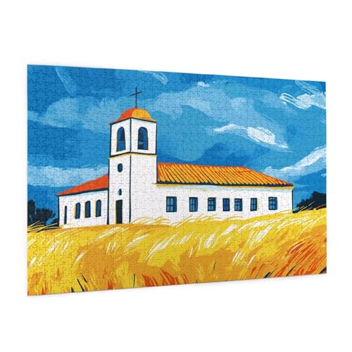 Bauernhof Puzzle 5000 Teile Erwachsene Puzzle Weizenfeld Muster Design mit Geschenkbox-Verpackung als Geschenk für Frauen, Anspruchsvolle Familienaktivität für Anfänger, Zimmer Deko 105x156 cm -2187y von Zyupwjyy