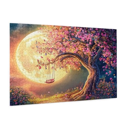 Baum Puzzle 2000 Teile Erwachsene Puzzle Mond Muster Design mit Geschenkbox-Verpackung als Geschenk für Frauen, Anspruchsvolle Familienaktivität für Erwachsene Anfänger, Zimmer Deko 99 x 70 cm -2286y von Zyupwjyy
