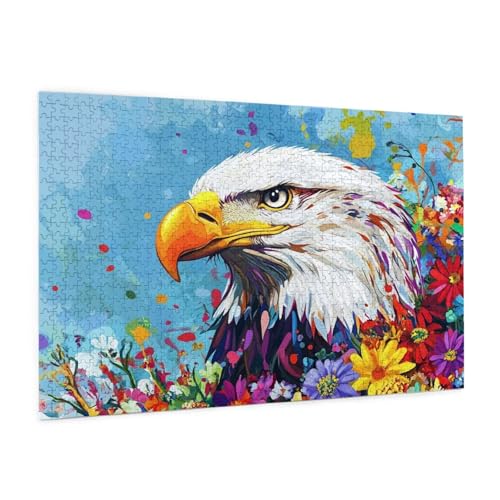 Blume Puzzle 1000 Teile Erwachsene Puzzle Adler Muster Design mit Geschenkbox-Verpackung als Geschenk für Frauen, Anspruchsvolle Familienaktivität für Anfänger, Zimmer Deko 75 x 50 cm -1802y von Zyupwjyy