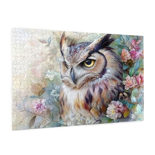 Blume Puzzle 1000 Teile Erwachsene Puzzle Eule Muster Design mit Geschenkbox-Verpackung als Geschenk für Frauen, Anspruchsvolle Familienaktivität für Erwachsene Anfänger,Zimmer Deko 75 x 50 cm -1808y von Zyupwjyy