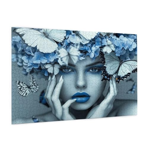 Blume Puzzle 1000 Teile Erwachsene Puzzle Frau Muster Design mit Geschenkbox-Verpackung als Geschenk für Frauen, Anspruchsvolle Familienaktivität für Erwachsene Anfänger, Zimmer Deko 75 x 50 cm -628y von Zyupwjyy