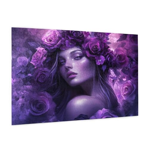 Blume Puzzle 1000 Teile Erwachsene Puzzle Frau Muster Design mit Geschenkbox-Verpackung als Geschenk für Frauen, Anspruchsvolle Familienaktivität für Erwachsene Anfänger,Zimmer Deko 75 x 50 cm -1821y von Zyupwjyy