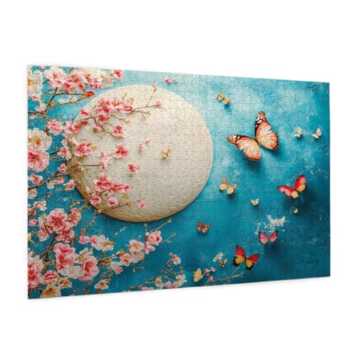 Blume Puzzle 1000 Teile Erwachsene Puzzle Mond Muster Design mit Geschenkbox-Verpackung als Geschenk für Frauen, Anspruchsvolle Familienaktivität für Erwachsene Anfänger,Zimmer Deko 75 x 50 cm -1845y von Zyupwjyy