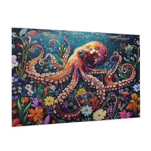 Blume Puzzle 1000 Teile Erwachsene Puzzle Oktopus Muster Design mit Geschenkbox-Verpackung als Geschenk für Frauen, Anspruchsvolle Familienaktivität für Anfänger, Zimmer Deko 75 x 50 cm -1846y von Zyupwjyy