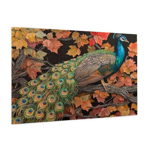 Blume Puzzle 1000 Teile Erwachsene Puzzle Pfau Muster Design mit Geschenkbox-Verpackung als Geschenk für Frauen, Anspruchsvolle Familienaktivität für Erwachsene Anfänger,Zimmer Deko 75 x 50 cm -1799y von Zyupwjyy