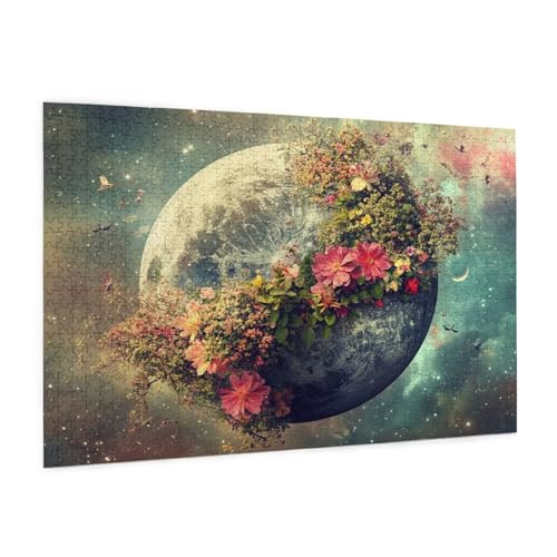 Blume Puzzle 1000 Teile Erwachsene Puzzle Planet Muster Design mit Geschenkbox-Verpackung als Geschenk für Frauen, Anspruchsvolle Familienaktivität für Anfänger, Zimmer Deko 75 x 50 cm -1839y von Zyupwjyy