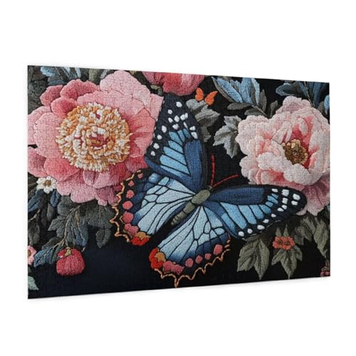 Blume Puzzle 1000 Teile Erwachsene Puzzle Schmetterling Muster Design mit Geschenkbox-Verpackung als Geschenk für Frauen, Anspruchsvolle Familienaktivität für Anfänger, Zimmer Deko 75 x 50 cm -1775y von Zyupwjyy