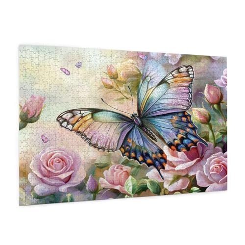 Blume Puzzle 1000 Teile Erwachsene Puzzle Schmetterling Muster Design mit Geschenkbox-Verpackung als Geschenk für Frauen, Anspruchsvolle Familienaktivität für Anfänger, Zimmer Deko 75 x 50 cm -1773y von Zyupwjyy