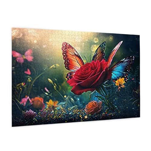 Blume Puzzle 1000 Teile Erwachsene Puzzle Schmetterling Muster Design mit Geschenkbox-Verpackung als Geschenk für Frauen, Anspruchsvolle Familienaktivität für Anfänger, Zimmer Deko 75 x 50 cm -556y von Zyupwjyy
