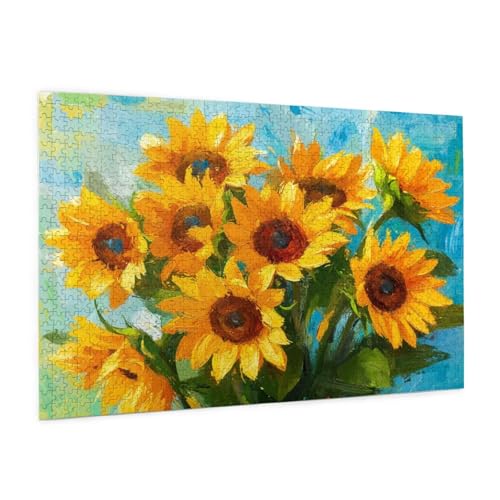 Blume Puzzle 1000 Teile Erwachsene Puzzle Sonnenblume Muster Design mit Geschenkbox-Verpackung als Geschenk für Frauen, Anspruchsvolle Familienaktivität für Anfänger, Zimmer Deko 75 x 50 cm -1836y von Zyupwjyy