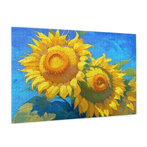 Blume Puzzle 1000 Teile Erwachsene Puzzle Sonnenblume Muster Design mit Geschenkbox-Verpackung als Geschenk für Frauen, Anspruchsvolle Familienaktivität für Anfänger, Zimmer Deko 75 x 50 cm -1837y von Zyupwjyy