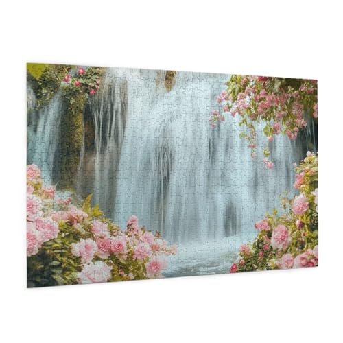 Blume Puzzle 1000 Teile Erwachsene Puzzle Wasserfall Muster Design mit Geschenkbox-Verpackung als Geschenk für Frauen, Anspruchsvolle Familienaktivität für Anfänger, Zimmer Deko 75 x 50 cm -1828y von Zyupwjyy
