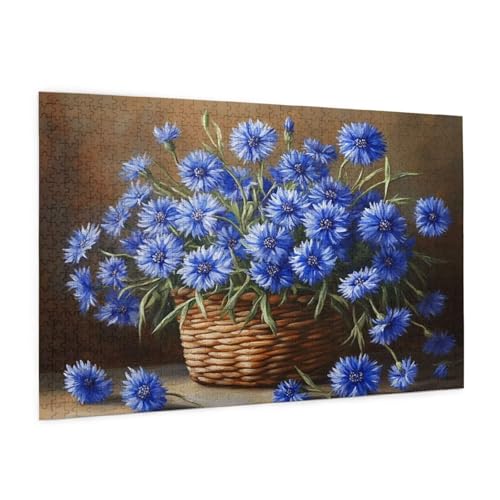 Blume Puzzle 2000 Teile Erwachsene Puzzle Blau Muster Design mit Geschenkbox-Verpackung als Geschenk für Frauen, Anspruchsvolle Familienaktivität für Erwachsene Anfänger,Zimmer Deko 99 x 70 cm -1801y von Zyupwjyy