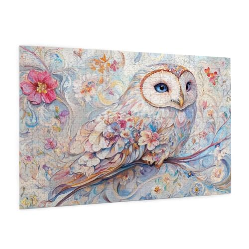 Blume Puzzle 2000 Teile Erwachsene Puzzle Eule Muster Design mit Geschenkbox-Verpackung als Geschenk für Frauen, Anspruchsvolle Familienaktivität für Erwachsene Anfänger,Zimmer Deko 99 x 70 cm -1807y von Zyupwjyy