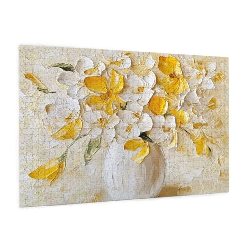Blume Puzzle 2000 Teile Erwachsene Puzzle Gelb Muster Design mit Geschenkbox-Verpackung als Geschenk für Frauen, Anspruchsvolle Familienaktivität für Erwachsene Anfänger,Zimmer Deko 99 x 70 cm -1783y von Zyupwjyy
