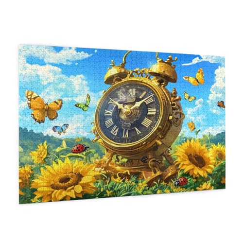 Blume Puzzle 2000 Teile Erwachsene Puzzle Uhr Muster Design mit Geschenkbox-Verpackung als Geschenk für Frauen, Anspruchsvolle Familienaktivität für Erwachsene Anfänger, Zimmer Deko 99 x 70 cm -1830y von Zyupwjyy