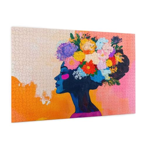 Blume Puzzle 300 Teile Erwachsene Puzzle Frau Muster Design mit Geschenkbox-Verpackung als Geschenk für Frauen, Anspruchsvolle Familienaktivität für Erwachsene Anfänger, Zimmer Deko 40 x 28 cm -1825y von Zyupwjyy