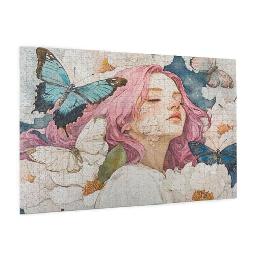 Blume Puzzle 300 Teile Erwachsene Puzzle Frau Muster Design mit Geschenkbox-Verpackung als Geschenk für Frauen, Anspruchsvolle Familienaktivität für Erwachsene Anfänger, Zimmer Deko 40 x 28 cm -1819y von Zyupwjyy