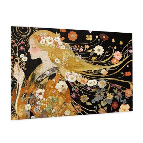 Blume Puzzle 300 Teile Erwachsene Puzzle Gustav Klimt Muster Design mit Geschenkbox-Verpackung als Geschenk für Frauen, Anspruchsvolle Familienaktivität für Anfänger, Zimmer Deko 40 x 28 cm -1797y von Zyupwjyy