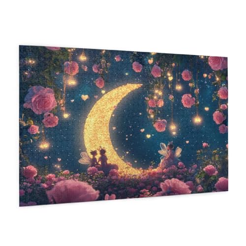 Blume Puzzle 300 Teile Erwachsene Puzzle Mond Muster Design mit Geschenkbox-Verpackung als Geschenk für Frauen, Anspruchsvolle Familienaktivität für Erwachsene Anfänger, Zimmer Deko 40 x 28 cm -1844y von Zyupwjyy