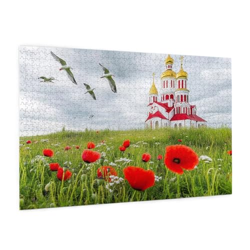Blume Puzzle 300 Teile Erwachsene Puzzle Schloss Muster Design mit Geschenkbox-Verpackung als Geschenk für Frauen, Anspruchsvolle Familienaktivität für Anfänger, Zimmer Deko 40 x 28 cm -1728y von Zyupwjyy