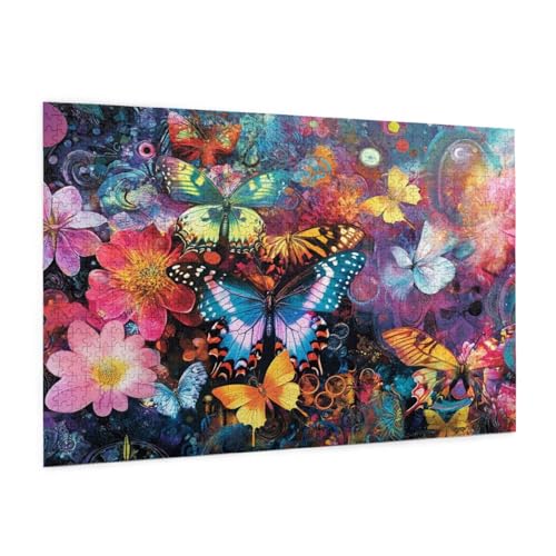 Blume Puzzle 300 Teile Erwachsene Puzzle Schmetterling Muster Design mit Geschenkbox-Verpackung als Geschenk für Frauen, Anspruchsvolle Familienaktivität für Anfänger, Zimmer Deko 40 x 28 cm -1781y von Zyupwjyy