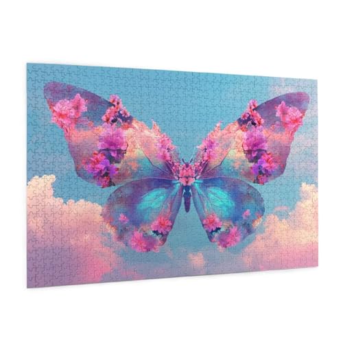Blume Puzzle 300 Teile Erwachsene Puzzle Schmetterling Muster Design mit Geschenkbox-Verpackung als Geschenk für Frauen, Anspruchsvolle Familienaktivität für Anfänger, Zimmer Deko 40 x 28 cm -1780y von Zyupwjyy