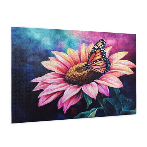Blume Puzzle 300 Teile Erwachsene Puzzle Schmetterling Muster Design mit Geschenkbox-Verpackung als Geschenk für Frauen, Anspruchsvolle Familienaktivität für Anfänger, Zimmer Deko 40 x 28 cm -1779y von Zyupwjyy